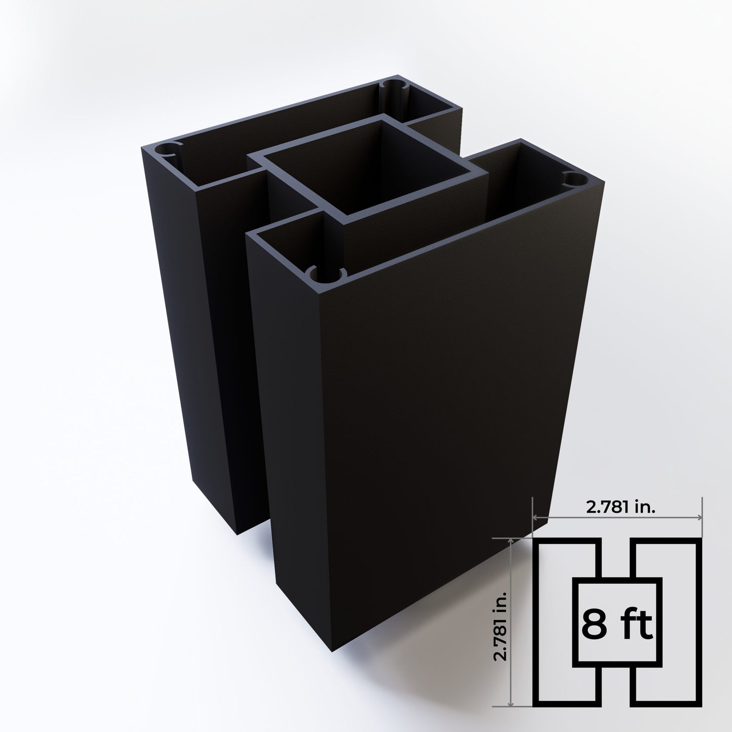 2 way post 8ft Black