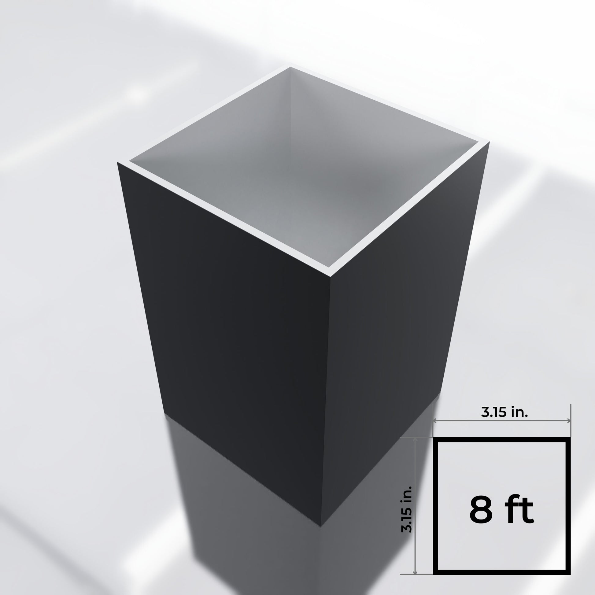 3.15x3.15 Square Post Black 8ft