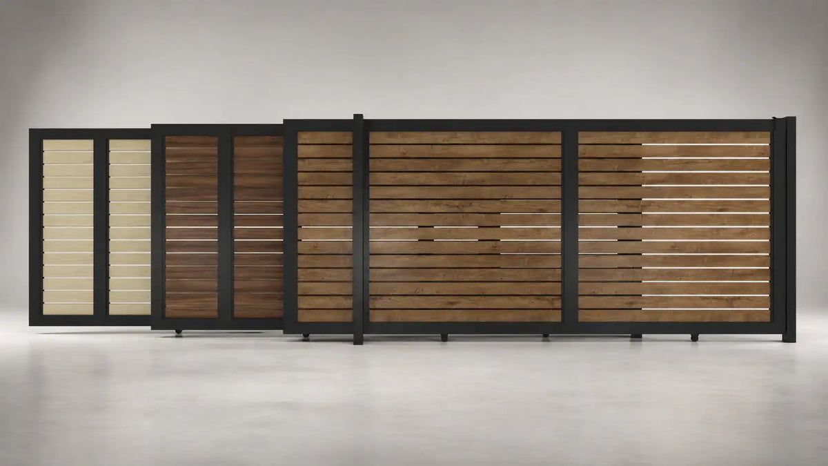 ALU 40 Horizontal GAP 38 Wood Grain 12X6 ft. Heav Duty Sliding Gate WG