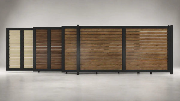 ALU 40 Horizontal GAP 3/8" Wood Grain 12X6 ft. Heavy-Duty Sliding Gate - Wood Grain