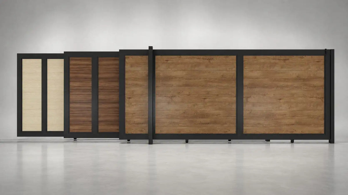 ALU 50 T&G Horizontal NO GAP Wood Grain 12x6 ft. Heavy Duty Sliding Gate WG Ipe