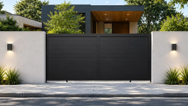 ALU 60 T&G Horizontal NO GAP Black 12x6 ft. Heavy-Duty Sliding Gate - Black