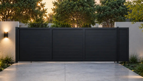 ALU 60 T&G Horizontal NO GAP Black 18x6 ft. Heavy-Duty Sliding Gate - Black