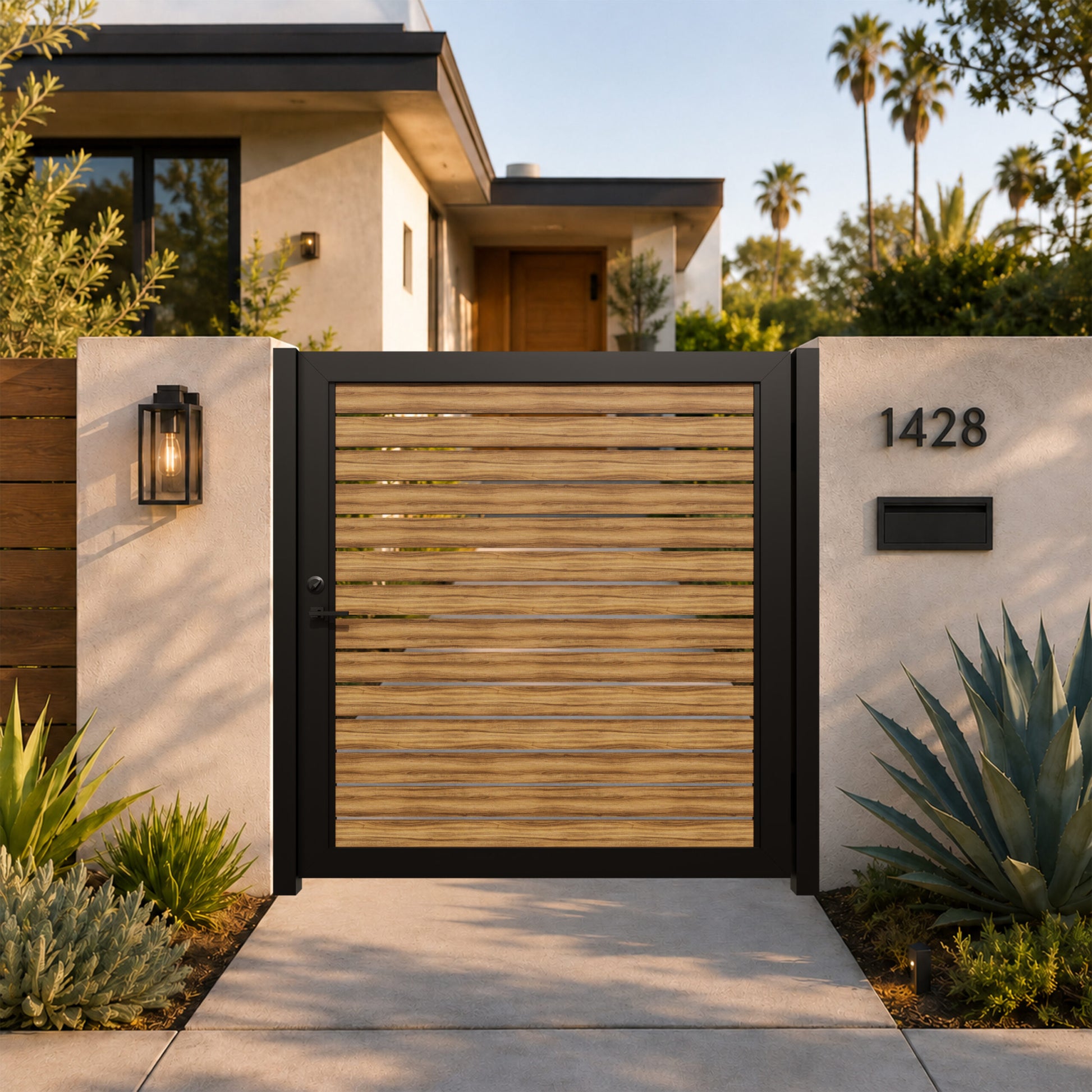Alu 40 6x6 HD Pedestrian Gate Woodgrain Walnut