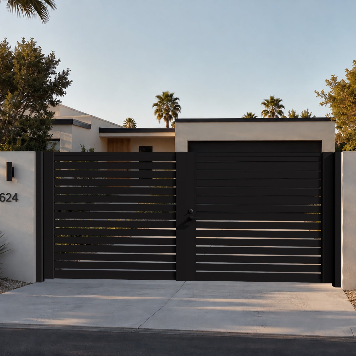 Alu 40 DIY 12x6 Pedestrian Gate Black (With Background) v2