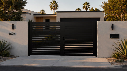 Alu 40 DIY 12x6 Pedestrian Gate wood like Black (Horizontal)