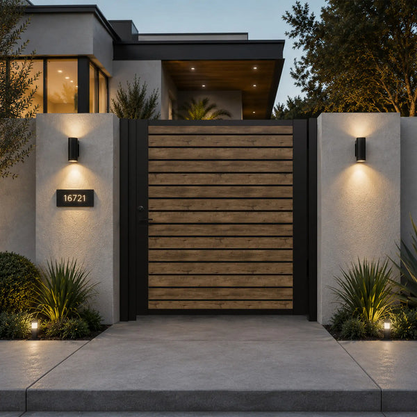 ALU 40 Woodgrain 6x6 ft. Universal DIY Pedestrian Gate Kit - Single Swing - GAP 3/8" or 1/2"