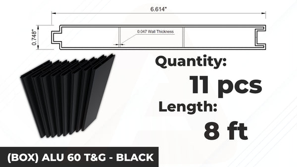 (Box) ALU 60 T&G Slat 0.047in Thk 8ft - 11pcs (Fence Slat Kit) - BL