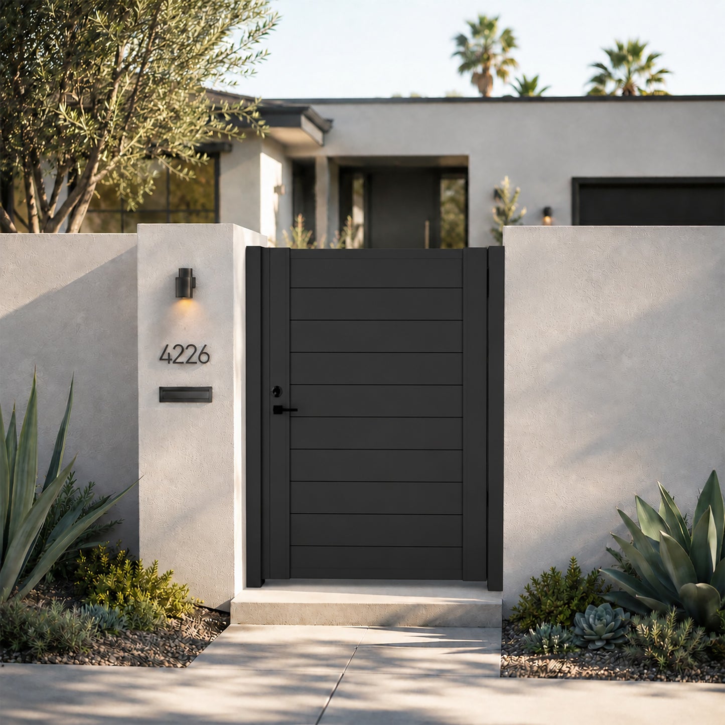 Alu 60 T&G DIY Pedestrian Gate 4x6 ft Black (With Background)