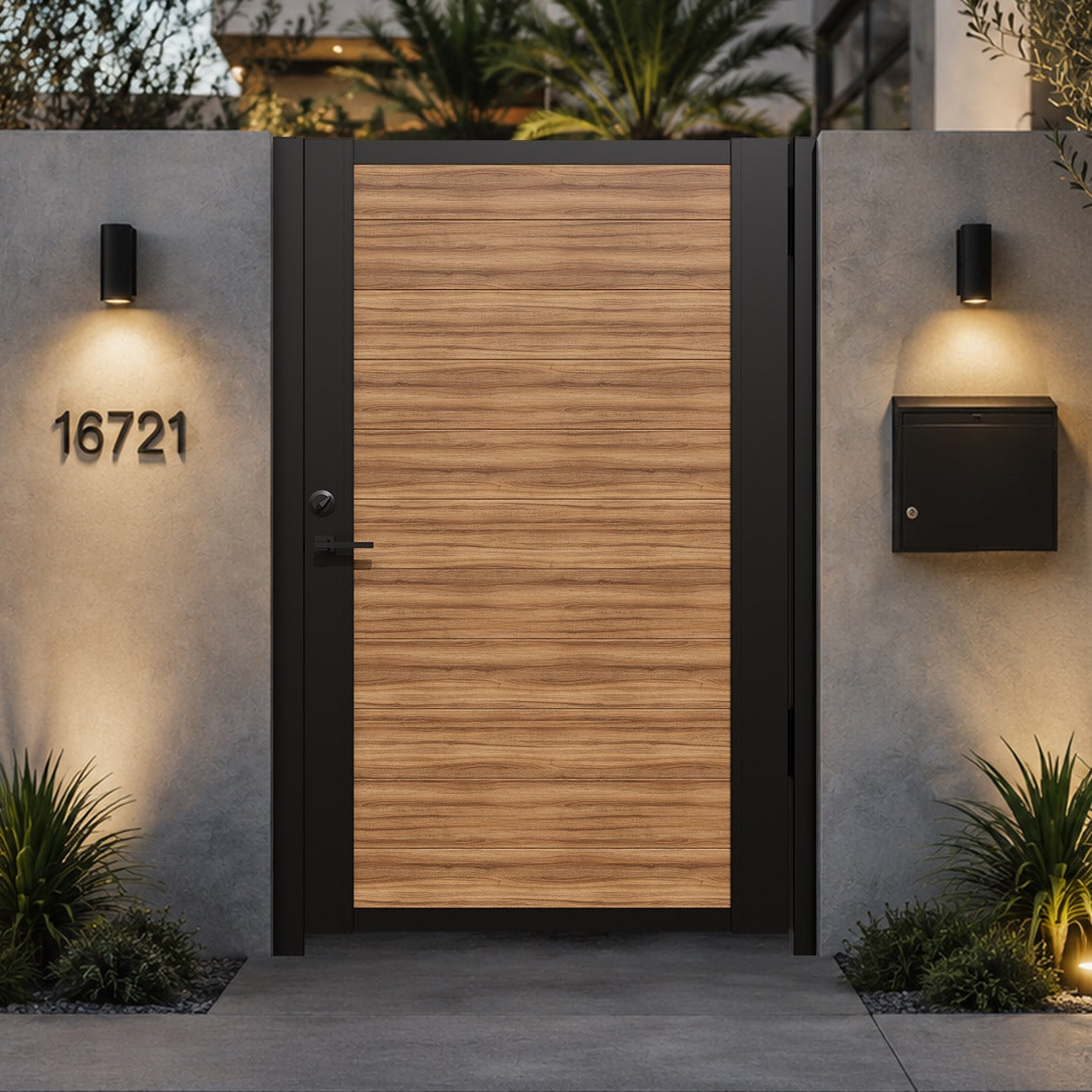 Alu 60 T&G DIY Pedestrian Gate 4x6 ft Walnut (With Background)