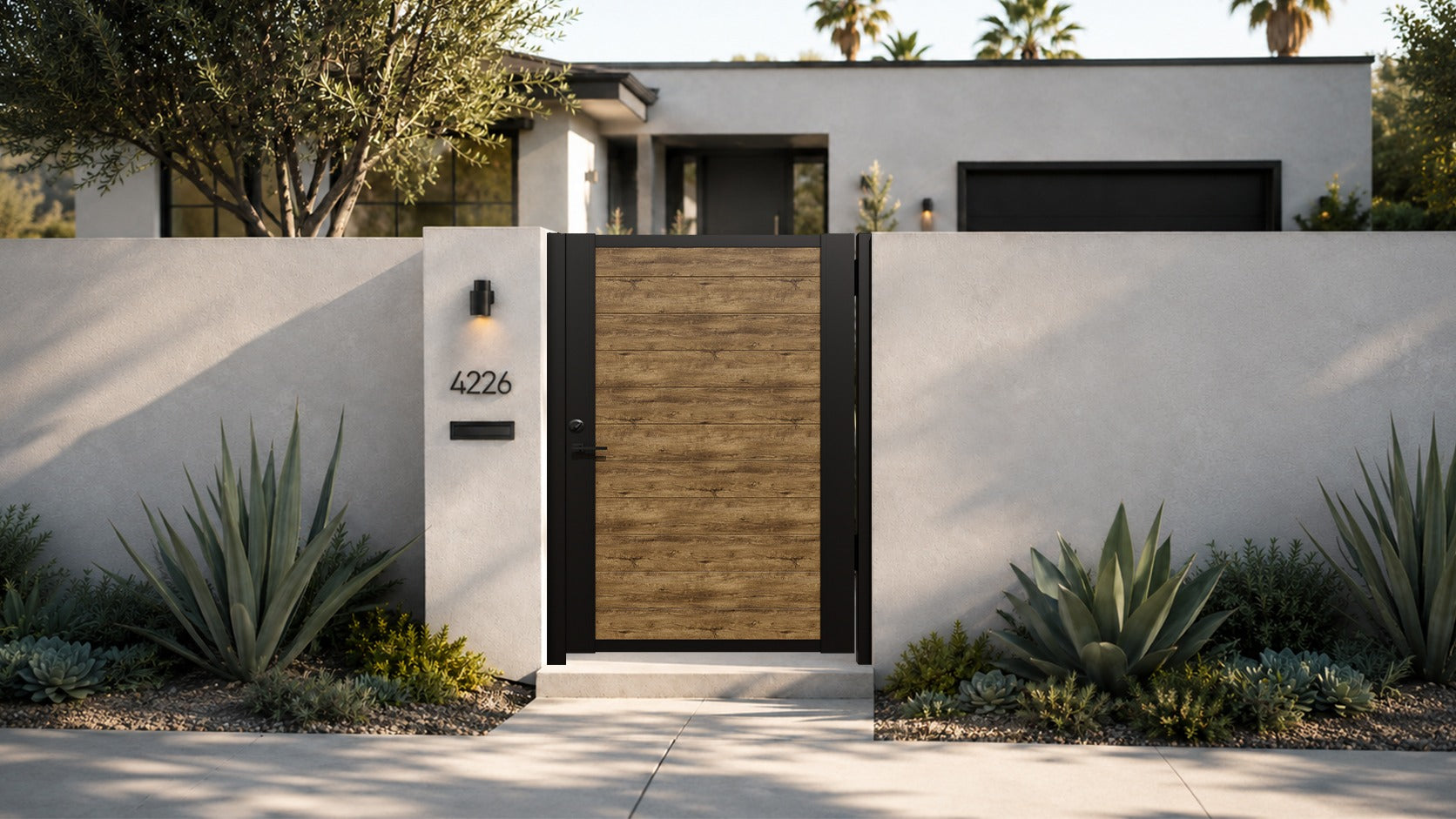 Alu 60 T&G DIY Pedestrian Gate 4x6 ft Woodgrain (Horizontal)