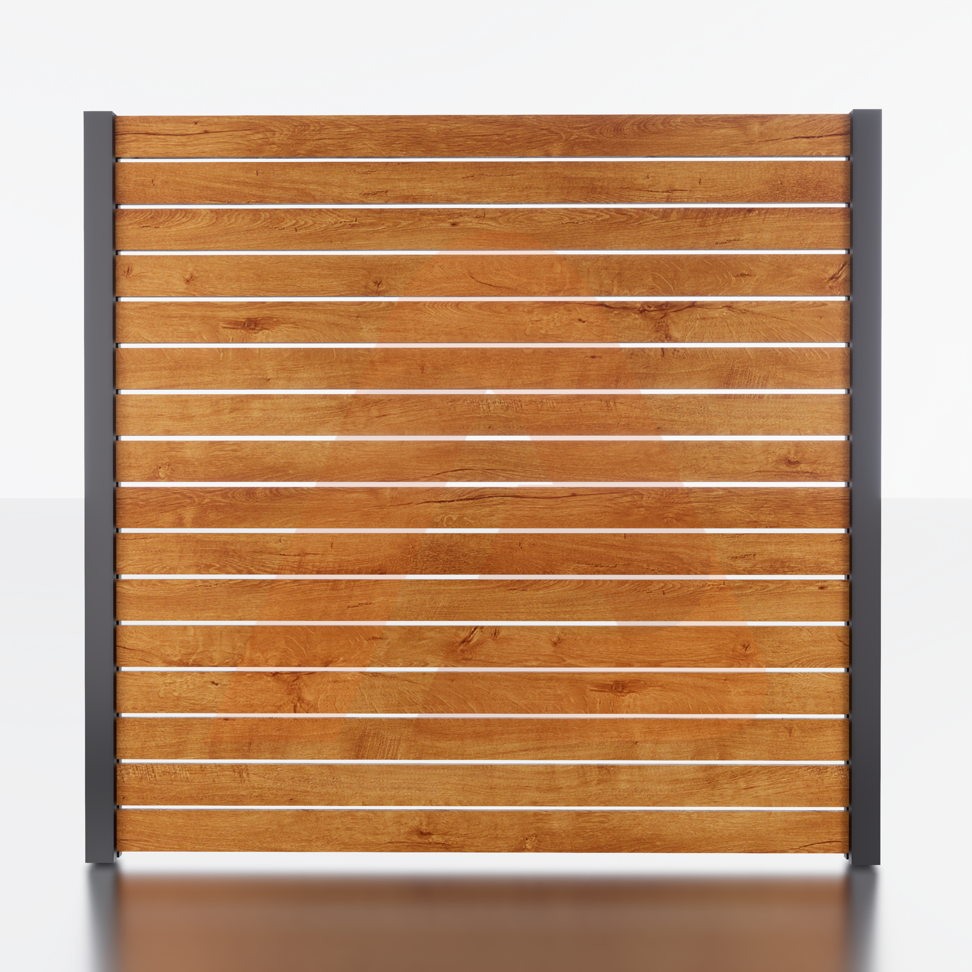 Alu Fence Logo Alu 40 Fence Woodgrain | Aluminum Fence Kit Alu40 Slat 6x6 C Channel 1/2 Gap No Post Black | Aluglobusfence.com