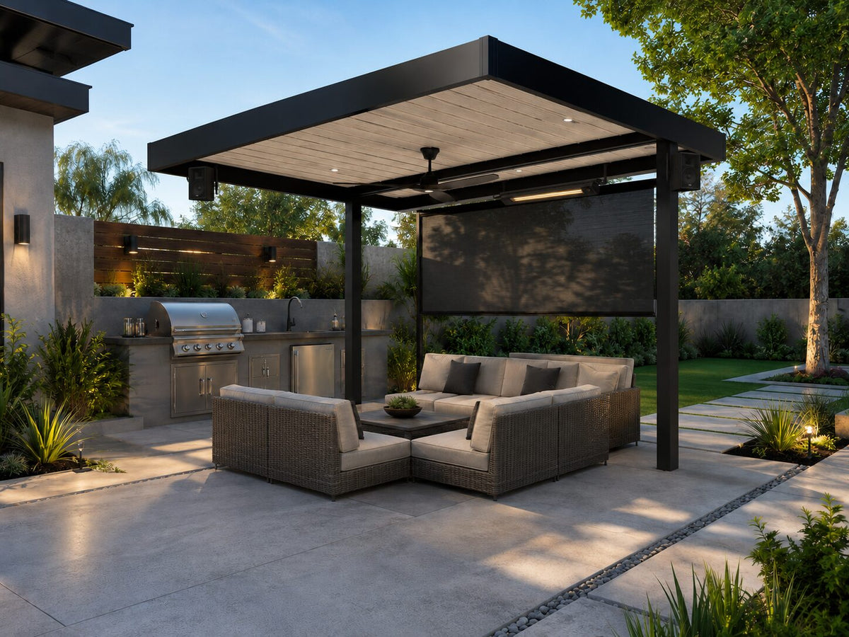Cantilever Aluminum Patio Cover Kit - Solid Insulated Roof Panel roof and structural beam detail