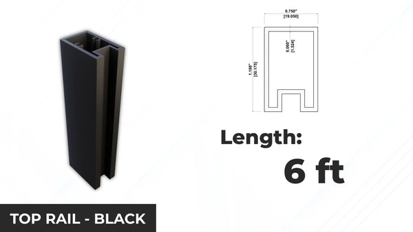 Top Rail 6ft BLACK