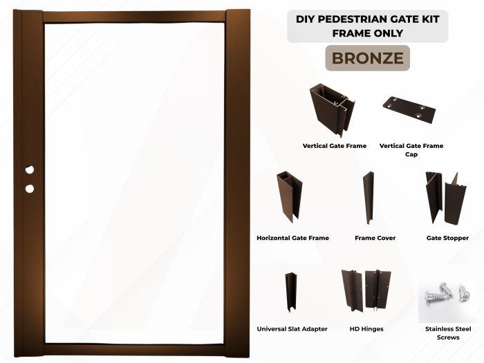 DIY GATE FRAME KIT ONLY 6' x 6' - BLACK - Bronze