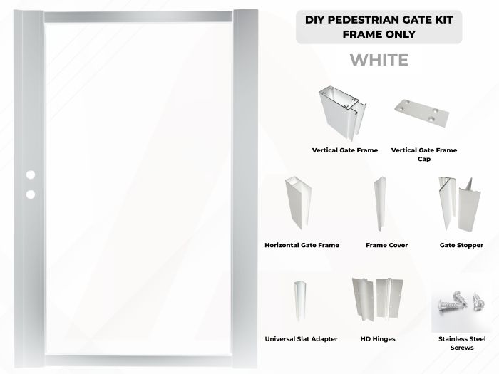 DIY GATE FRAME KIT ONLY 6' x 8' - BLACK - White
