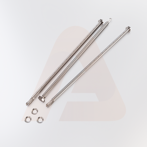 #12 x 4" Hex Washer Head Tek S/S + Sealer Washer