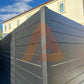 Black ALU 40 aluminum slat fence with narrow gaps between slats