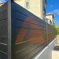 Black ALU 40 horizontal aluminum slat fence installed on a residential property