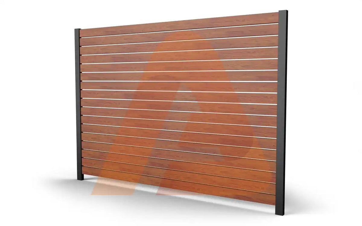 Aluminum Fence Kit Alu40 Woodgrain SLAT 6' x 6' 1/2 GAP